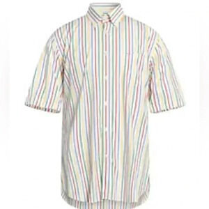 Paul & Shark multi striped short sleeve cotton button down sport golf shirt 44